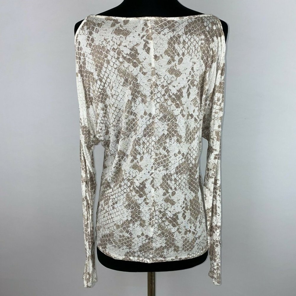 Express M Patterned Gold Accents Top Cold Shoulder Dolman Like Sleeves - Picture 8 of 12